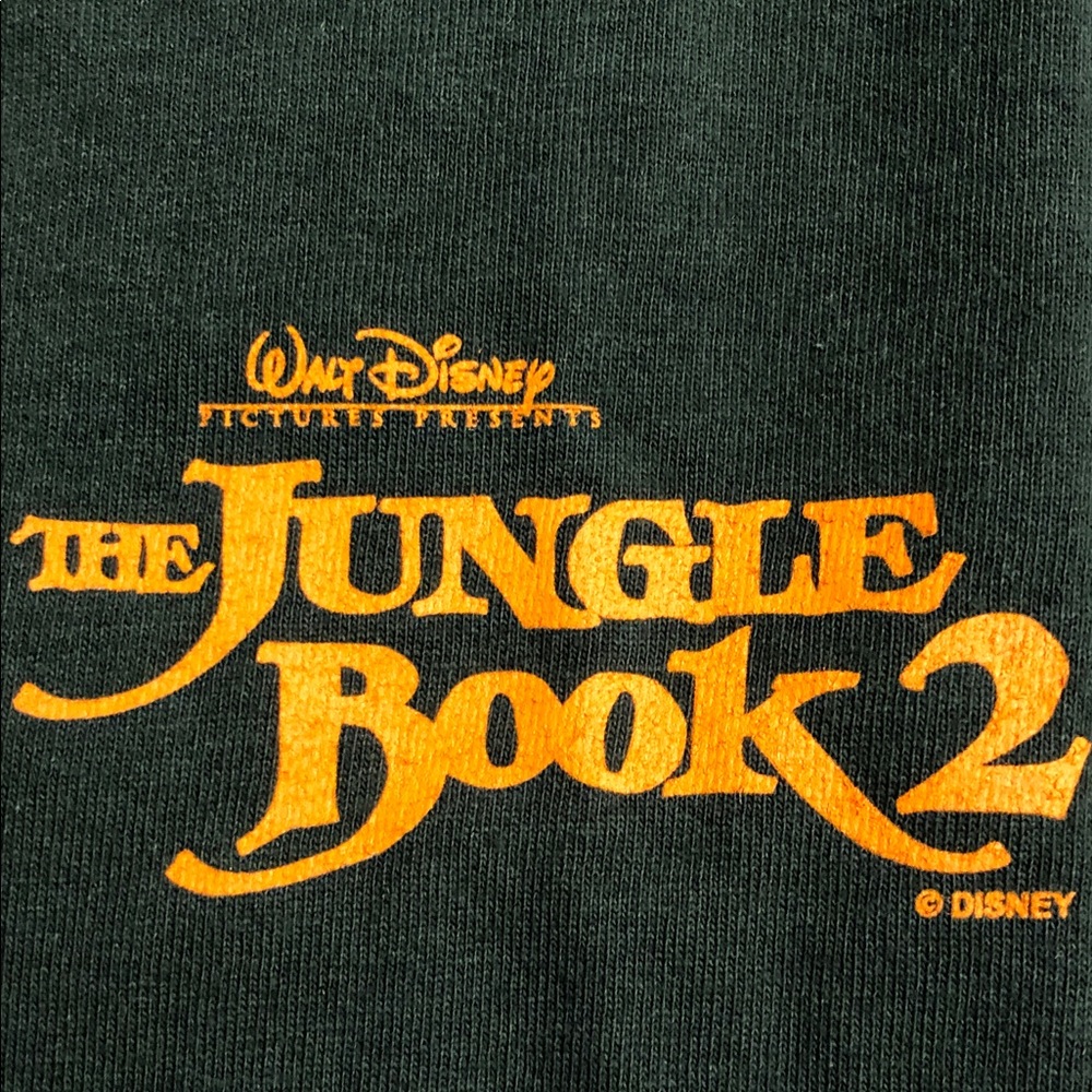 The Jungle Book 2 Walt Disney Pictures Dark Green Movie Promo Tee Youth L #920